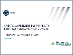 cover page of Pratt and Whitney Canada webinar presentation on sustainability and COVID-19