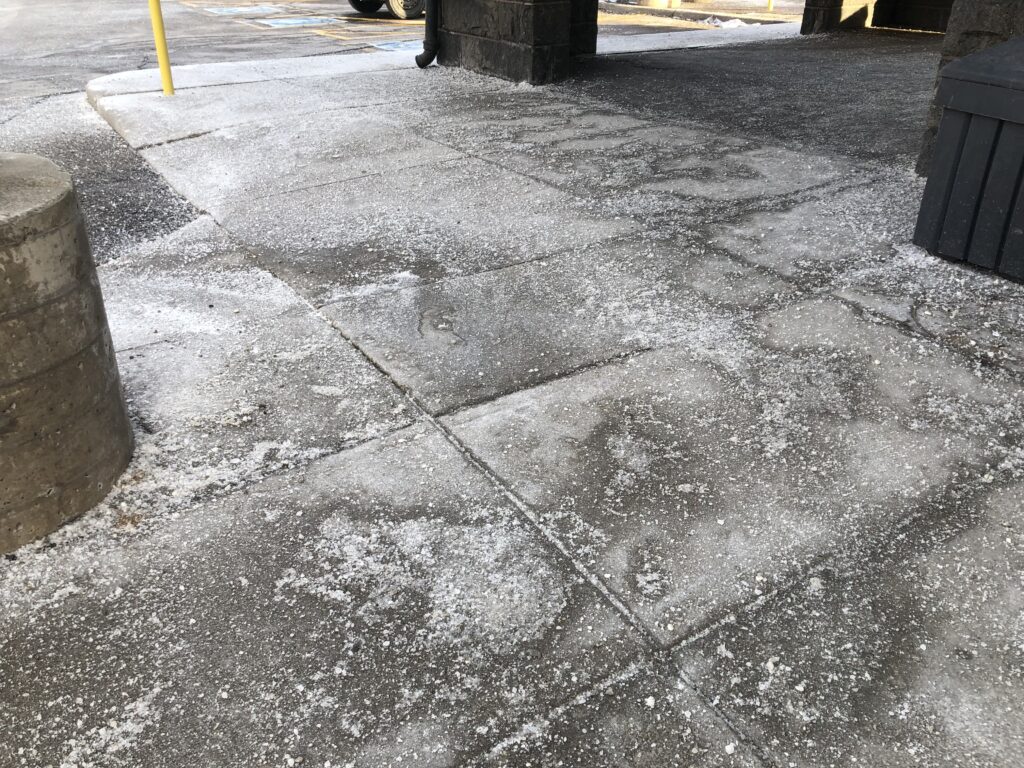 snow and ice on walkway