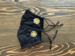 black face mask with flower design