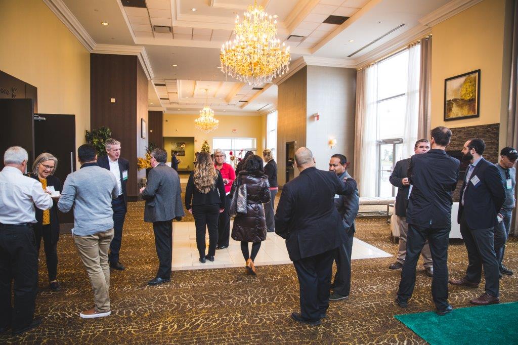 Conference people in hallway