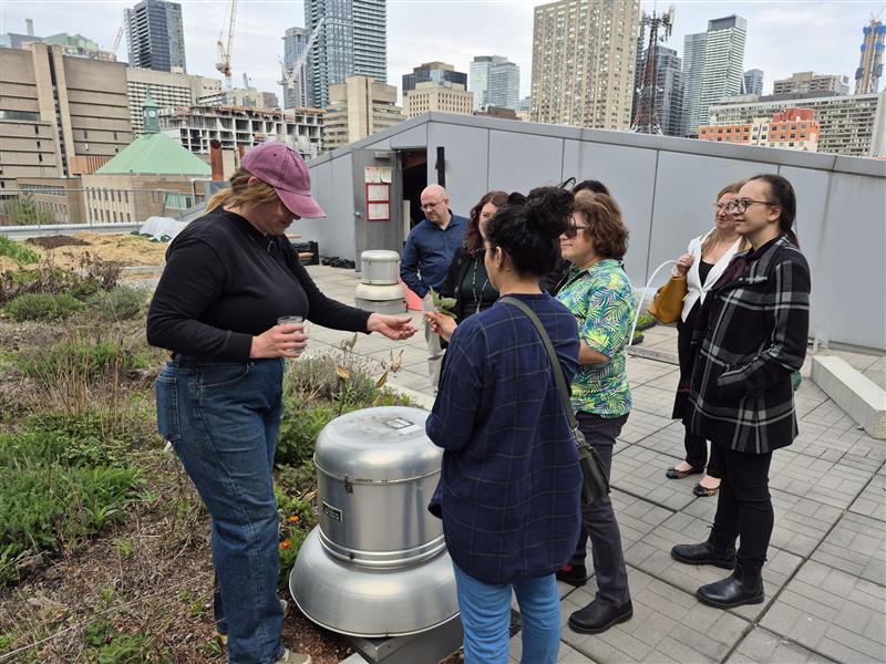 CEC members on TMU rooftop garden