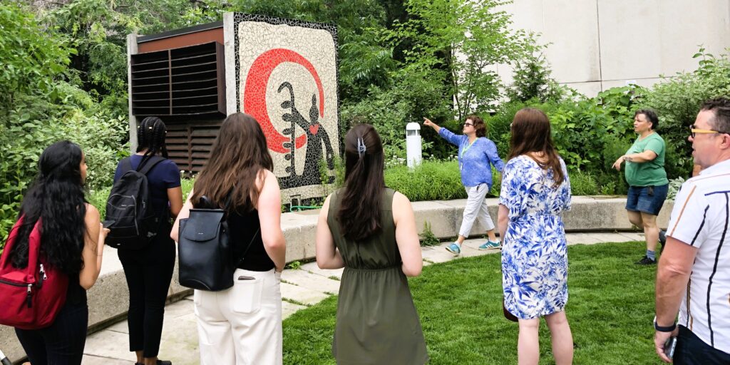CEC members touring the rooftop garden at University Health Network